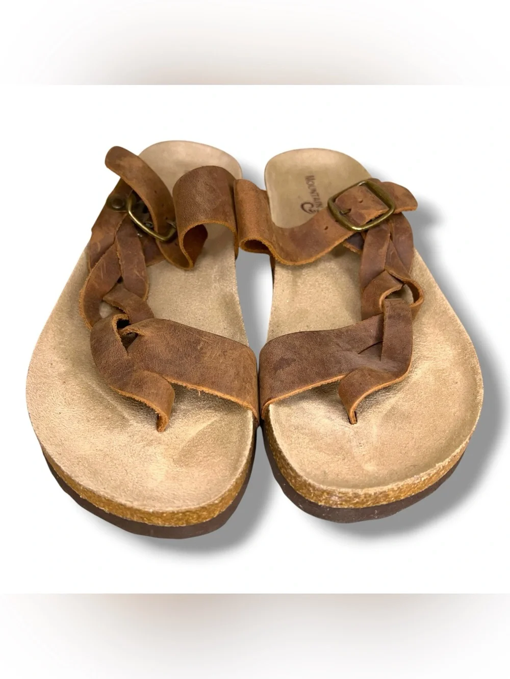 Size 8 Womens Mountain Some Brown Leather Sandals Braided Hippie Beach Boho